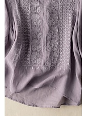 preiswerte Wesentliche Falsche Hemden-Damen Hemd Bluse Kunstbaumwollleinen Netz Einfach Modern Halbarm Rundhalsausschnitt Normale Oberteile Täglich Ferien Ausgehen Blau Weiß Gelb Purpur Khaki Sommer