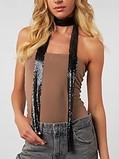 billiga Halsdukar för kvinnor-chokerhalsduk i silver strass för kvinnor – gnistrande statement-halsband för fester, nattklubbar och festivalkläder