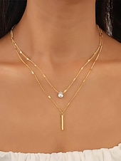 abordables Collier pour femme-Collier exquis pour femme avec pendentif goutte d&#039;eau double couche en or, style élégant et simple, adapté aux femmes soucieuses de la mode à porter lors d&#039;occasions décontractées et festives