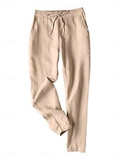 cheap Pants-Women&#039;s Baggy Pants Chinos Fashion Streetwear Full Length Medium Waist Plain Pocket Drawstring Comfy Soft Comfortable Linen Like Micro-elastic Outdoor Street Black White Army Green Khaki Summer