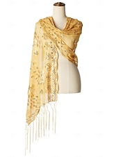 preiswerte Schals &amp; Umhänge-Retro Vintage Goldene Zwanziger 1920er Schal Wickeln Schals Der große Gatsby Flapper-Mädchen Pailletten Quastenfransen Damen Karneval Hochzeit Abendgesellschaft Maskerade Erwachsene Schal
