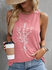 ieftine Tricou fără mâneci cu umor și citate-Pentru femei Camisole Tank Top Grafic Scrisă Stilat Casual Fără manșon Stil Nautic Topuri obișnuite Zilnic Imprimeu Alb Roz Îmbujorat Portocaliu Trifoi Vară