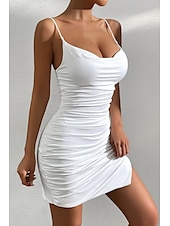 ieftine Rochii de absolvire-Pentru femei Rochie Mini Rochie albă Rochie de absolvire Rochie sexy Rochie Slip Modă Matur Absolvire Dată Ieșire Fit regulat Simplu Fără manșon Bretele Spagheti Alb Vară