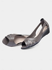 preiswerte Kleidungs-Sandalen-graue Peep-Toe-Keilsandaletten – bequeme lässige Sommerschuhe für Damen