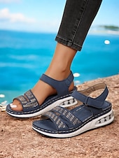 preiswerte Komfortsandalen-Damensandalen mit Luftpolster und Strasssteinen – bequeme Schuhe mit verstellbarem Klettverschluss und offener Spitze für Freizeit und Outdoor