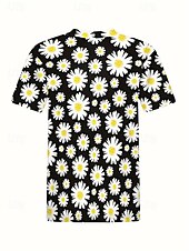 billiga Blommig t-shirt-Dam T-shirt Summer Tops Grafisk Mönster Klassisk Ledigt Kortärmad Rund hals Crop Tops Dagligen Helgen Mönster Regnbåge Sommar Vår Höst