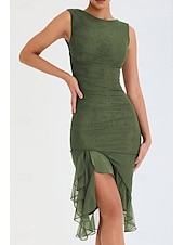 ieftine Rochii din chiffon-Pentru femei Rochii Midi Rochie de absolvire Rochie de Cocktail Rochie pentru invitata de nunta Rochie teacă Modă Modern În aer liber Absolvire Petrecere ceai Fit regulat Simplu Fără manșon Stil