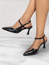 abordables Talons Aiguilles-Escarpins à bride arrière et bout pointu pour femme – élégants escarpins en cuir verni avec talon chaton et brides croisées pour le bureau, les fêtes et les tenues de soirée