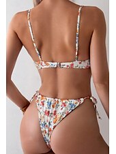 halpa Bikinisetit-Naisten Uima-asut Bikinit 2 kpl Uimapuku Avoin selkä Trooppinen Ranta-asut Kukka U kaula-aukko Hihaton Uimapuvut