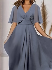 abordables Robe de cocktail-Femme Robe mi-longue robe cocktail Robe Évasée Robe d&#039;été Mode Extérieur Vacances Rendez-vous Standard Plein Manche Courte Col V Rose Claire Bleu Violet Eté