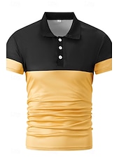 cheap Men&#039;s Classic Polo-Men&#039;s Golf Shirt Golf Polos Shirts Work Business Lapel Short Sleeve Modern Comfortable Color Block Patchwork Buttons Summer Spring Regular Fit Wine Pinky Yellow Blue Green Light Sky Blue Golf Shirt