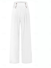 economico Pantaloni in lino e cotone semplici-Pantaloni ampi in cotone e lino da donna A tinta unita Chinos Pantaloni baggy Basic Casual Lunghezza intera Vita alta Semplice Fascia elastica Comodo Morbido Confortevole Micro-elastico All&#039;aperto