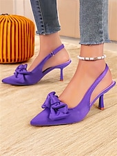 olcso Cicás sarkú cipők-zöld masnis kitten heel slingback cipő – elegáns hegyes orrú randevús éjszakai és hétköznapi női sarkú cipő