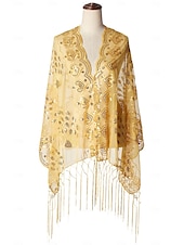 preiswerte Schals &amp; Umhänge-Retro Vintage Goldene Zwanziger 1920er Schal Wickeln Schals Der große Gatsby Flapper-Mädchen Pailletten Quastenfransen Damen Karneval Hochzeit Abendgesellschaft Maskerade Erwachsene Schal