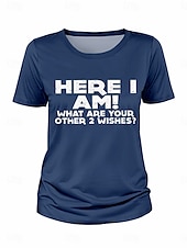 abordables T-shirt Humor &amp; Citations-Femmes T-shirt Graphique Lettre Élégant Occasionnel Manche Courte Col rond Hauts Réguliers Quotidien Week-end Imprimé Noir Vert Véronèse bleu marine Été Printemps
