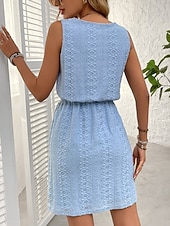 preiswerte Weißes Kleid-Damen Minikleid A Linie Kleid Sommerkleid Lässig Täglich Normale Passform Einfach Ärmellos U-Ausschnitt Blau Schwarz Weiß Königliches Blau Sommer Frühling