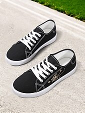 Χαμηλού Κόστους Γυναικεία Sneakers-γυναικεία λευκά εύκαμπτα πάνινα πάνινα παπούτσια – ελαφριά αναδιπλούμενα παπούτσια με κορδόνια για ταξίδια, περπάτημα και casual ντύσιμο
