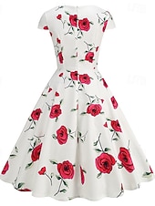 tanie Sukienki-Lata 50. Retro / vintage Rockabilly Do kolan Sukienka kopertowa Sukienka huśtawka Rozkloszowana sukienka Normalny Krótki kimonowy Kwiaty Obcisła i rozszerzona Huśtawka wisząca W serek Strój na bal
