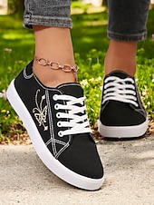 Χαμηλού Κόστους Γυναικεία Sneakers-γυναικεία λευκά εύκαμπτα πάνινα πάνινα παπούτσια – ελαφριά αναδιπλούμενα παπούτσια με κορδόνια για ταξίδια, περπάτημα και casual ντύσιμο