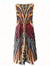 tanie Sukienki boho-Damskie Sukienka mini Codzienne sukienki Sukienka etniczna Mini sukienka Sukienka letnia Bohema Urlop Zabytkowe Urlop Codzienny Święto Regularny Graficzny Ditsy kwiatowy Bez rękawów Półgolf