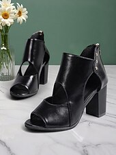 olcso Öltöny szandál-kortárs vaskos sarkú szandál - elegáns műbőr cipzár kivágással, tökéletes irodai és napi kirándulásokhoz