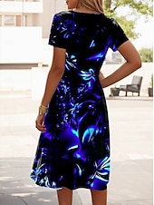 cheap Art&amp;Design Dress-Women&#039;s Mini Dress T Shirt Dress Tee Dress A Line Dress Summer Dress Casual Daily Regular Fit Floral Graphic Short Sleeve Crewneck Blue Fuchsia Green Summer Spring