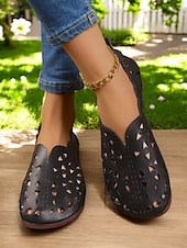 economico Ballerine da donna-slip-on bianche da donna con taglio laser a piedi nudi - scarpe casual traspiranti e leggere, comode e comode, perfette per le giornate estive