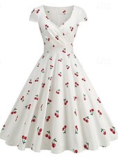 tanie Sukienki-Lata 50. Retro / vintage Rockabilly Do kolan Sukienka kopertowa Sukienka huśtawka Rozkloszowana sukienka Normalny Krótki kimonowy Kwiaty Obcisła i rozszerzona Huśtawka wisząca W serek Strój na bal