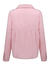 abordables Chemises-Femmes Chemise Chemises en coton et lin Boutonner Chemisier Uni Moderne Occasionnel manche longue Col de chemise Hauts Réguliers Quotidien Fête Sortir Boutons Noir Blanche Jaune Rose Claire Été