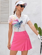 cheap Women's Golf Clothing-Women's Golf Polo Shirt White Short Sleeve Sun Protection Top Tie Dye Ladies Golf Attire Clothes Outfits Wear Apparel