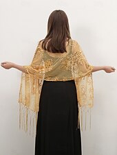 preiswerte Schals &amp; Umhänge-Retro Vintage Goldene Zwanziger 1920er Schal Wickeln Schals Der große Gatsby Flapper-Mädchen Pailletten Quastenfransen Damen Karneval Hochzeit Abendgesellschaft Maskerade Erwachsene Schal