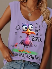 ieftine Tricou fără mâneci cu umor și citate-Pentru femei Camisole Tank Top Grafic Scrisă graffiti Zilnic Casual Fără manșon Stil Nautic Scoateți gâtul Topuri obișnuite Zilnic Imprimeu Negru Alb Roz Îmbujorat Albastru piscină Mov Vară Bird