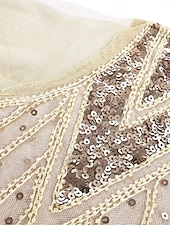 abordables Moins de 129,99 $-Robe Robe de Mère de Mariée  Élégant ancien Fête Col en V Longueur au sol Polyester Manche Courte avec Paillettes 2025