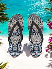 economico Infradito da Vacanza-infradito etniche boho da donna - sandali da spiaggia con motivo tribale vintage, comode pantofole estive per viaggi e festival