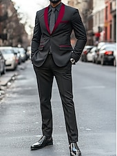 baratos Jantar de festa-Ternos de Festa Masculinos Tuxedos Trajes de Recepção Vermelho Moda Formal Sólido Ajuste Padrão 2 Peças Com Botão Único