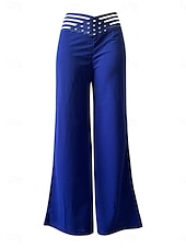 economico gamba larga e vita alta-Pantaloni Chino Larghi da Donna Pantaloni Baggy Moda Streetwear Lunghezza Completa Alta Vita Semplice Elasticizzati Comodi Soffici Confortevoli Micro-elastici all&#039;Aperto Strada Nera Bianca Blu Fucsia