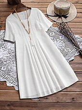 economico Vestiti-Mini abito da donna abito a linea abito estivo casual quotidiano vestibilità regolare grafico in lino simile maniche corte collo a V nero bianco verde militare blu scuro estate