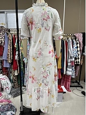 cheap Casual Floral Dresses-Women&#039;s Plus Size Long Dress Maxi Dress Casual Dress Boho Dress Print Dress Peplum Dresses Romantic Classic Elegant Dress Puff Sleeve Vacation Daily Summer Dress Loose Fit Graphic Flower Half Sleeve