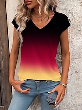 levne Grafický obchod Tank tops &amp; Camis-Dámské Tílko do košilky Tónované Grafika stylové Na běžné nošení Bez rukávů Do V Běžné topy Denní Tisk Rubínově červená Léto