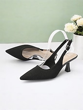voordelige Slingback Pumps-klassieke slingback hakken - ademende fly-knit kitten pumps, geweldig voor op kantoor of diners