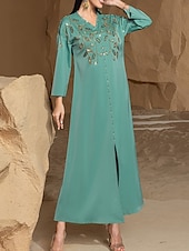 preiswerte Bodenlänge-Kleid Brautmutterkleid Elegant Party Bateau-Ausschnitt Bodenlang Polyester Langarm mit Perlenstickerei 2025