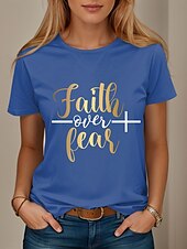 ieftine Umor &amp; Citate tricou-Pentru femei Tricou Grafic Scrisă Stilat Casual Manșon scurt Stil Nautic Rotund Topuri obișnuite Zilnic Sfârșit de săptămână Imprimeu Negru Albastru piscină Mov Vară Primăvară