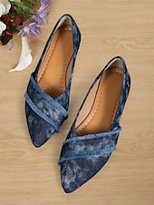 ieftine Pantofi Joși de Damă-pantofi de damă din denim cu vârf ascuțit - pantofi slip-on cu franjuri uzați pentru ținute casual