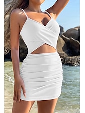 economico Abiti di Laurea-Per donna Mini Abito Abito Bianco Abito da laurea Abito Sottoveste Moda All&#039;aperto Compleanno Laurea Vestibilità regolare Semplice Senza Maniche Spalline sottili Nero Bianco Rosa Blu Reale Estate