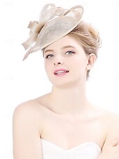 abordables Fascinators-Coiffure Polyester Imitation Lin Chapeau Fedora Mariage Élégant ancien Avec Plume Casque Couvre-chef