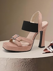 economico Sandali Eleganti-sandali con tacco a blocco e plateau verde per donna – scarpe aperte in pelle scamosciata per feste e appuntamenti estivi