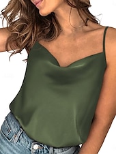 cheap Tank Tops &amp; Camis-Women&#039;s Camisole Tank Top Solid Color Stylish Casual Sleeveless V Neck Regular Tops Daily Patchwork Black Red Blue Green Summer Spring