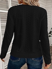 ieftine Topuri simple pentru femei-Pentru femei Tricou Simplu Modă Modern Manșon Lung Stil Nautic Topuri obișnuite Zilnic Capsă Negru Alb Albastru celest Vară
