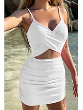 economico Abiti di Laurea-Per donna Mini Abito Abito Bianco Abito da laurea Abito Sottoveste Moda All&#039;aperto Compleanno Laurea Vestibilità regolare Semplice Senza Maniche Spalline sottili Nero Bianco Rosa Blu Reale Estate