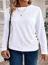 ieftine Topuri simple pentru femei-Pentru femei Tricou Simplu Modă Modern Manșon Lung Stil Nautic Topuri obișnuite Zilnic Capsă Negru Alb Albastru celest Vară